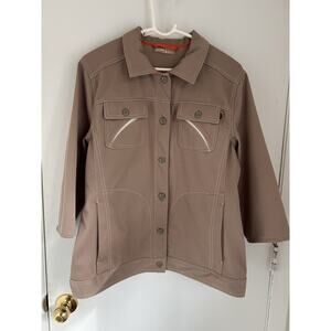 Go Lite Button Up Shirt Sustainably Made Women’s Size XL 3/4 Sleeve With Pockets